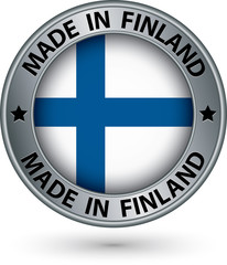 Fototapeta premium Made in Finland silver label with flag, vector illustration