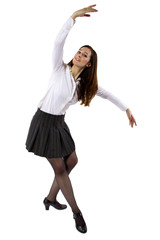 dancing student or businesswoman in a ballet form