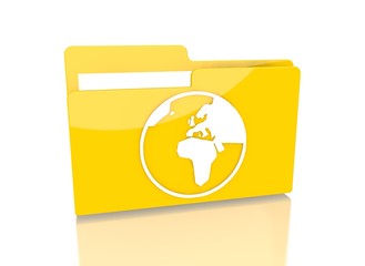 file folder with world symbol