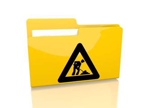 file folder with construction site sign