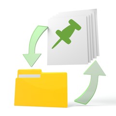 work flow file folder with pin sign