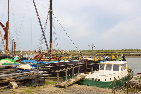 selection of thames sailing barges in maldon, essex