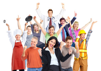Obraz premium Group of happy workers people.