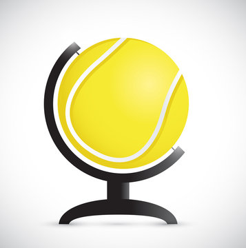 tennis ball on an rotation atlas. illustration