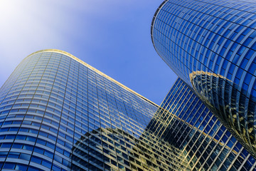 reflection of a business building in business center