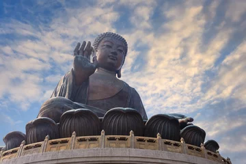 Zelfklevend Fotobehang giant bronze buddha statue, Lantau Island, Hong Kong © Noppasinw
