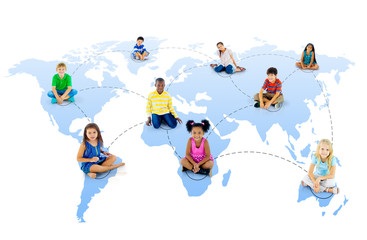 Fototapeta premium Diverse Kids Connected to Each Other
