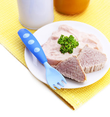 Meat paste for infant feeding,