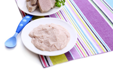Meat paste for infant feeding,