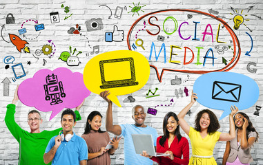 Social media concepts with a multi-ethnic group