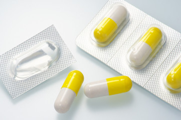Yellow capsule medicines.