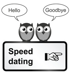 Monochrome comical speed dating sign