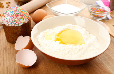 Easter cake preparing in kitchen