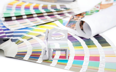 Lens  and pantone. Design and prepress concept
