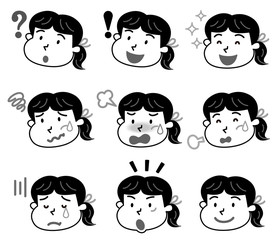 表情　いろいろ　中高生　モノクロ