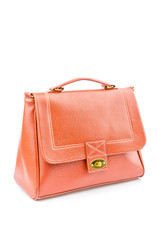 Woman leather bag isolated white background