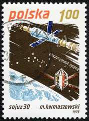 stamp printed in Poland shows Soyuz-30 and Salyut-6