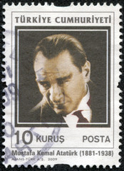 stamp printed by Turkey, shows president Kemal Ataturk
