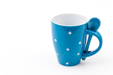 Polka mug cup isolated white background