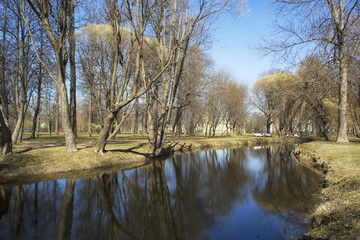 Park in Petersburg in the early spring