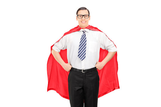 Man wearing a red cape