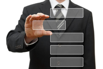businessman pulling out bar from group. Ready for sample text