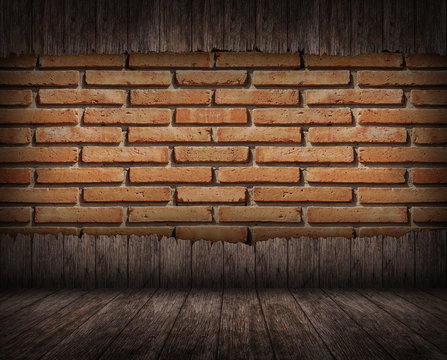 brick wall and wood floor texture interior 