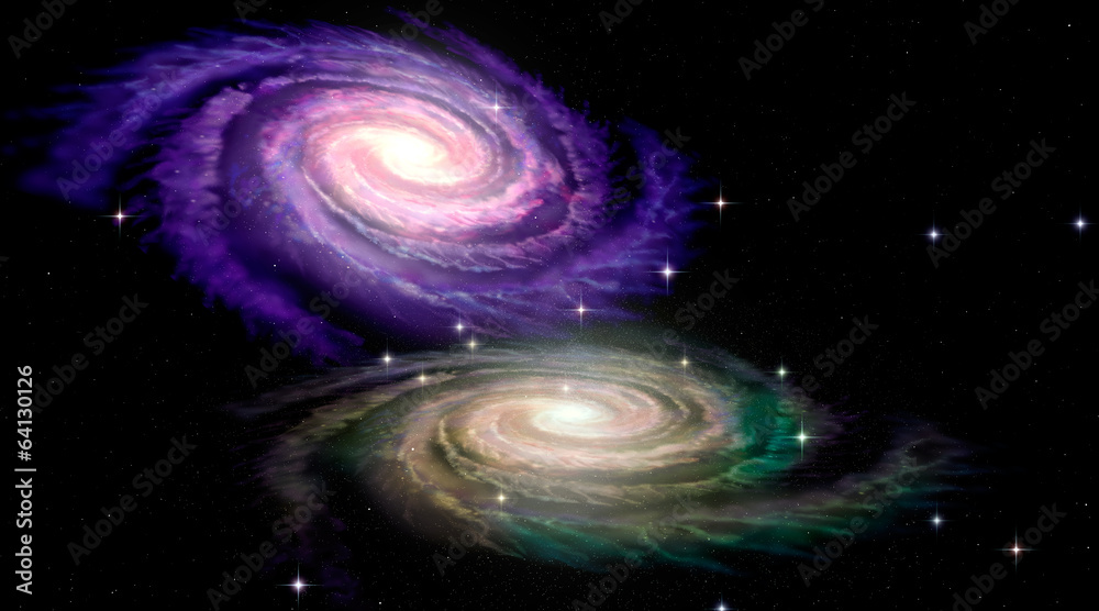 Wall mural two spiral galaxys