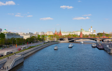 Fototapeta premium Moscow decorated to Victory Day, view of Kremlin