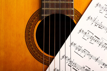 Classical guitar and notes