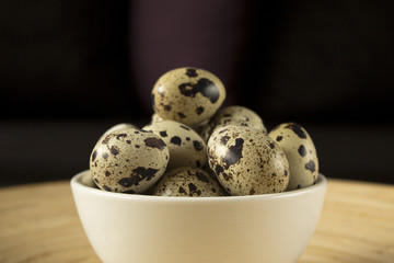 Quail eggs close-up