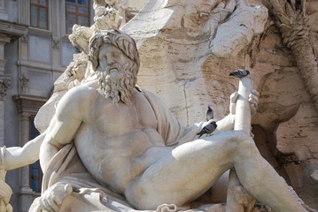 Rome, Piazza Navona, Fountain from Bernini in Italy