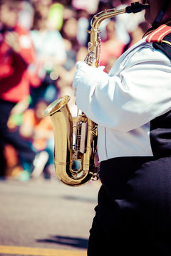 Brass Band in uniform performing