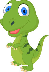 Naklejka premium Cute cartoon green dinosaur