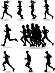 set of runner silhouette vector collection