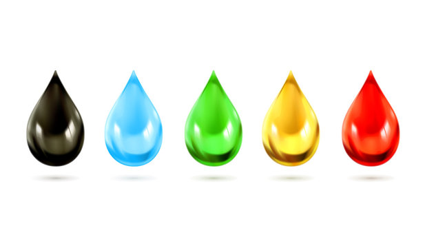 Set of multicolored droplets, vector icons