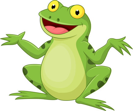Funny cartoon green frog