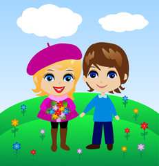 amusing merry pair on nature