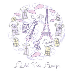 Obraz premium Background with music and Tour Eiffel