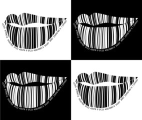 Black and white barcode lips.