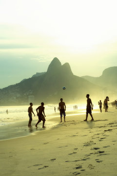 Brazilians Playing Altinho Keepy Uppy Beach Football Rio