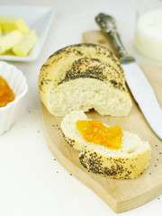 Breadroll with orange jam
