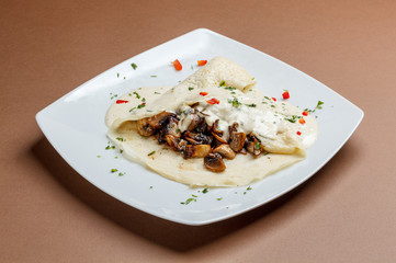 Pancake with mushroom