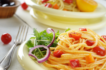 Spaghetti marinara pasta salad