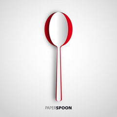 Papercut spoon, Vector restaurant card menu design