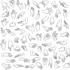 Woman Hands Pack Lineart - 64141785
