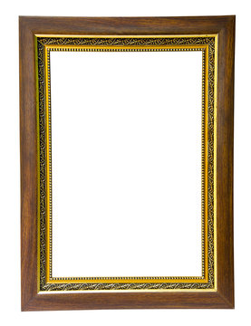 antique wood and gold frame isolated on white background