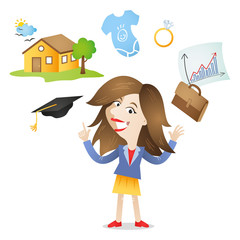 Junge Frau, Zukunftspl&auml;ne, Karriere, Familie, Kinder