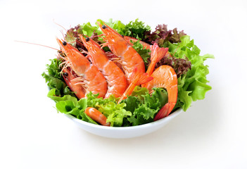 raw prawns in a white bowl