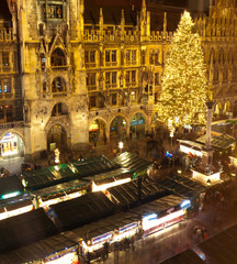 Aerial image of Munich with Christmas Market